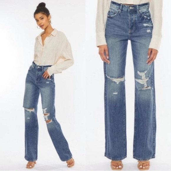60057 KanCan High Rise Wide Leg Jeans (90’s Flare) - Picture 3 of 11